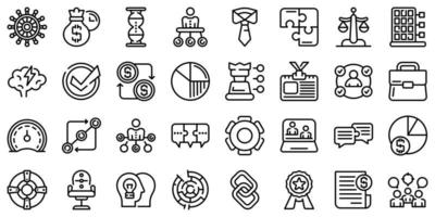 Business Collaboration Icons Set, Umrissstil vektor