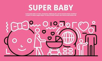 super baby banner, kontur stil vektor