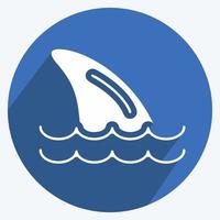 Symbol Haifischflossen. geeignet für Meeresfrüchte-Symbol. langer Schattenstil. einfaches Design editierbar. Design-Vorlagenvektor. einfache Abbildung vektor