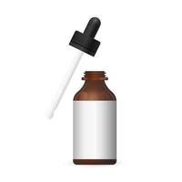 realistiskt tomt paket med skönhetsprodukter för kroppen. tom mall av behållare för serum eller oljebrunt, genomskinligt glas med pipett. mock up illustration isolerade på vitt. vektor