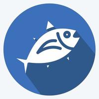 Symbol Thunfisch. geeignet für Meeresfrüchte-Symbol. langer Schattenstil. einfaches Design editierbar. Design-Vorlagenvektor. einfache Abbildung vektor