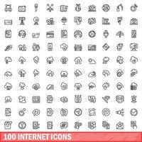 100 Internet-Icons gesetzt, Umrissstil vektor