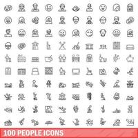 100-Personen-Icons gesetzt, Umrissstil vektor