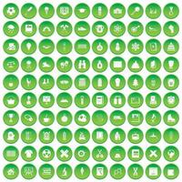 100 Schuljahre Symbole setzen grünen Kreis vektor