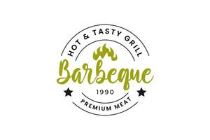 logo barbeque premium fleisch heiß und lecker vektor