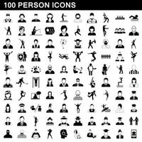 100-Personen-Icons-Set, einfacher Stil vektor