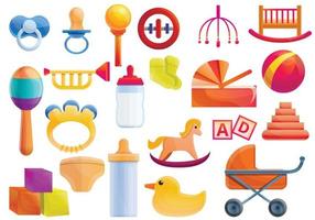 Babyartikel Icons Set, Cartoon-Stil vektor