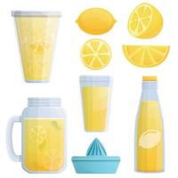 Limonade-Icons gesetzt, Cartoon-Stil vektor