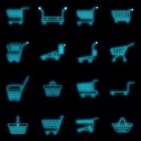 Einkaufswagensymbole setzen Vektorneon vektor