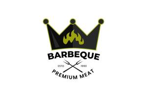 klassisk logo barbeque king premium kött vektor