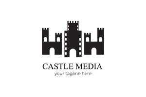 Schloss-Silhouette-Medien-Logo-Vorlage vektor