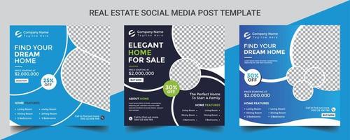 Social-Media-Beitrag zum Verkauf von Immobilien, quadratisches Banner oder Social-Media-Design vektor