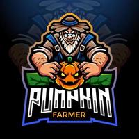 farmer of pumpa esport logotyp maskot designprint vektor