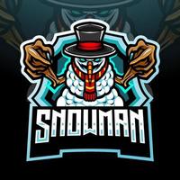 schneemann esport logo maskottchen design vektor