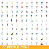 100 Personen Icons Set, Cartoon-Stil vektor