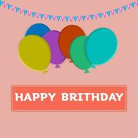 ballonger färgglada födelsedag eller fest med text grattis på födelsedagen orange bakgrund vektorillustration vektor