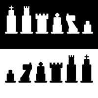 Set aus weißen und schwarzen Schachfiguren, die aus abgerundeten Rechtecken auf weißem und schwarzem Hintergrund stilisiert sind. Vektor-Illustration vektor