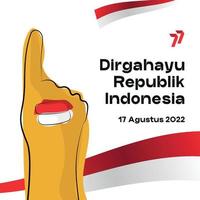handgezeichnete geistillustration des 77. indonesischen unabhängigkeitstages. geeignet für Inhalte Social Media vektor