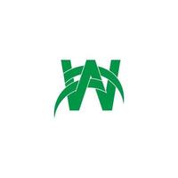 bokstaven w löv gräs grön enkel abstrakt logotyp vektor