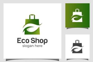 gradient eco shop väska ikon eller natur butik logotyp design vektor