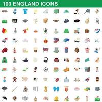 100 England-Icons-Set, Cartoon-Stil vektor