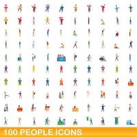 100 Personen Icons Set, Cartoon-Stil vektor