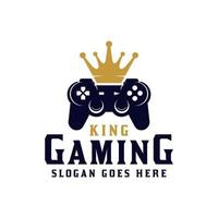 Stick oder Joystick mit Crown King Sport Gaming für Game Shop, Gamer Pro Player Logo Design vektor