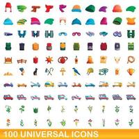 100 universelle Symbole im Cartoon-Stil vektor