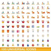 100 universelle Symbole im Cartoon-Stil vektor