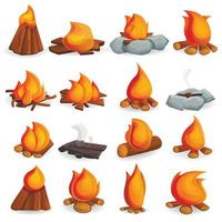 Lagerfeuer-Icon-Set, Cartoon-Stil vektor