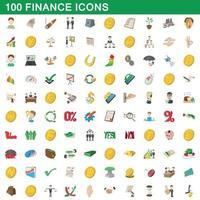 100 Finanzsymbole im Cartoon-Stil