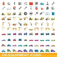100 Ausrüstungssymbole im Cartoon-Stil