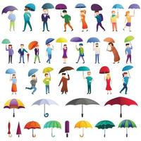 Regenschirm-Icons gesetzt, Cartoon-Stil vektor
