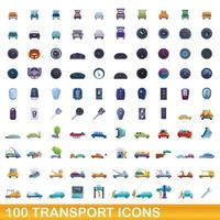 100 Transportsymbole im Cartoon-Stil vektor