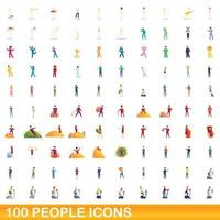 100 Personen Icons Set, Cartoon-Stil vektor