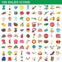 100 Verkaufssymbole im Cartoon-Stil vektor