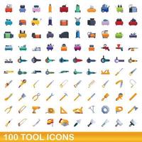 100 Werkzeugsymbole im Cartoon-Stil vektor