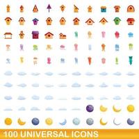 100 universelle Symbole im Cartoon-Stil vektor