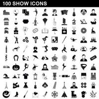 100 visa ikoner set, enkel stil vektor