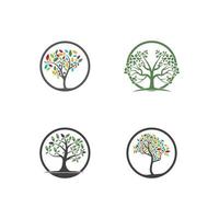 träd vektor, handritad, illustration av olivträd vektor designmall