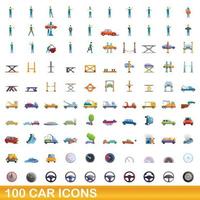 100 Auto-Icons gesetzt, Cartoon-Stil