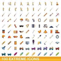 100 extreme Symbole im Cartoon-Stil vektor