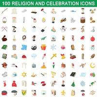100 Religions- und Feierikonen eingestellt vektor