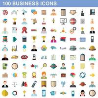 100 Business-Icons gesetzt, flacher Stil vektor