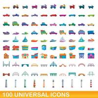 100 universelle Symbole im Cartoon-Stil vektor