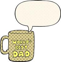 Worlds Best Dad Tasse und Sprechblase im Comic-Stil vektor