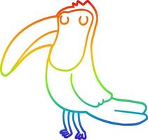 Regenbogen-Gradientenlinie Zeichnung Cartoon Tukan vektor