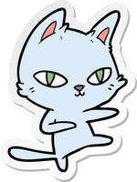 klistermärke av en tecknad katt som dansar vektor