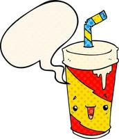 Cartoon Soda Cup und Sprechblase im Comic-Stil vektor