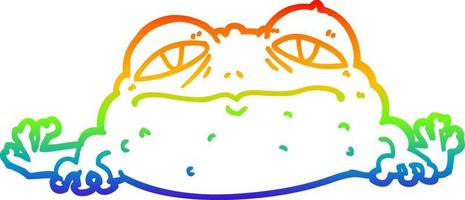 Regenbogen-Gradientenlinie Zeichnung Cartoon hässlicher Frosch vektor